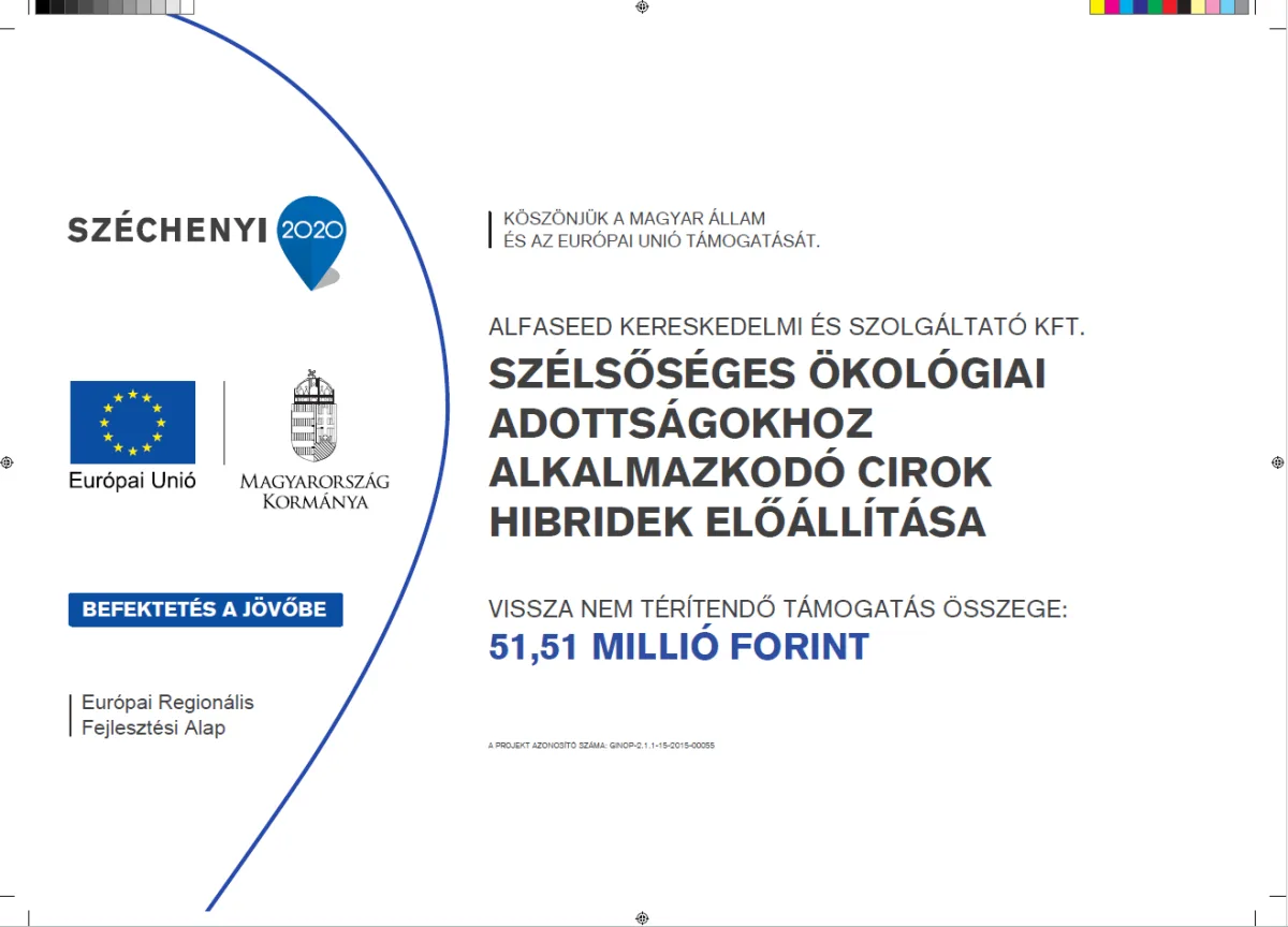 GINOP-2.1.1-15-2015-00055 – Szélsőséges ökológiai adottságokhoz alkalmazkodó cirok hibridek előállítása